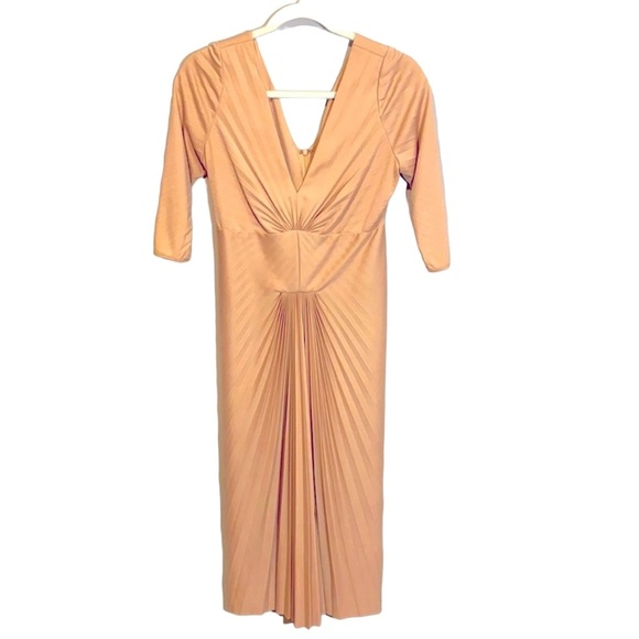 Herve Leger Dresses & Skirts - ✨Max Azria 3/4 Sleeve Pleated Formal Nude Dress